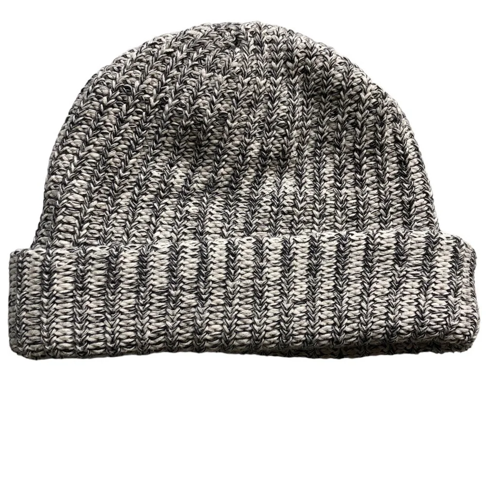 Love Your Melon Thick Knit Cuffed LOGO Beanie Black White
